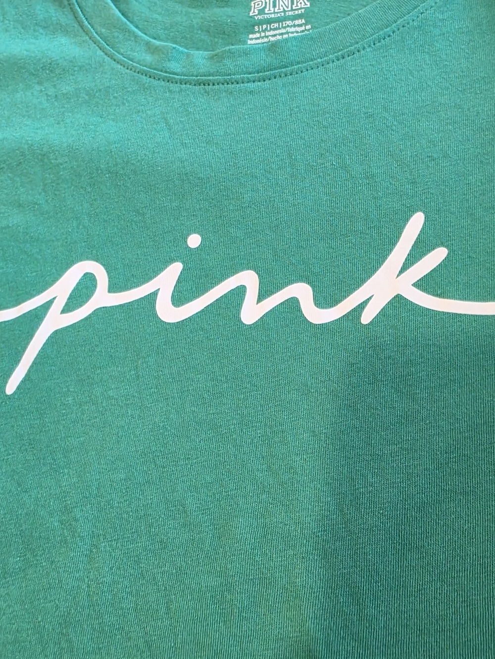 PINK Victoria's Secret Teal Crewneck Tee with White Script
